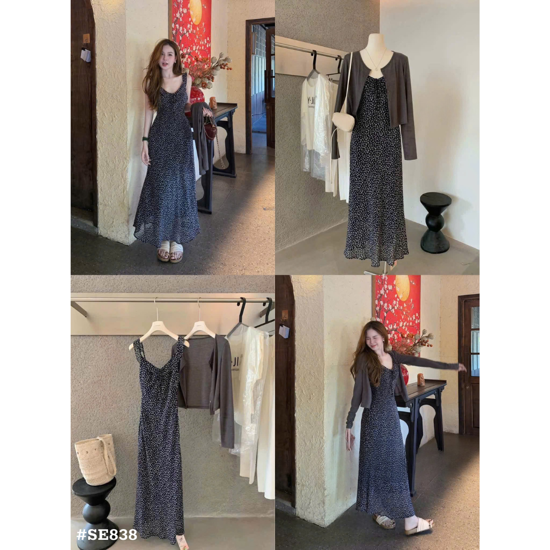 小花柄キャミワンピース ロングワンピース レディース フェミニン 韓国風