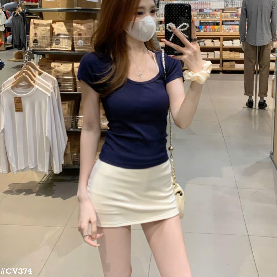 インナーパンツ付き ミニスカート ハイウエスト 美脚 シンプル