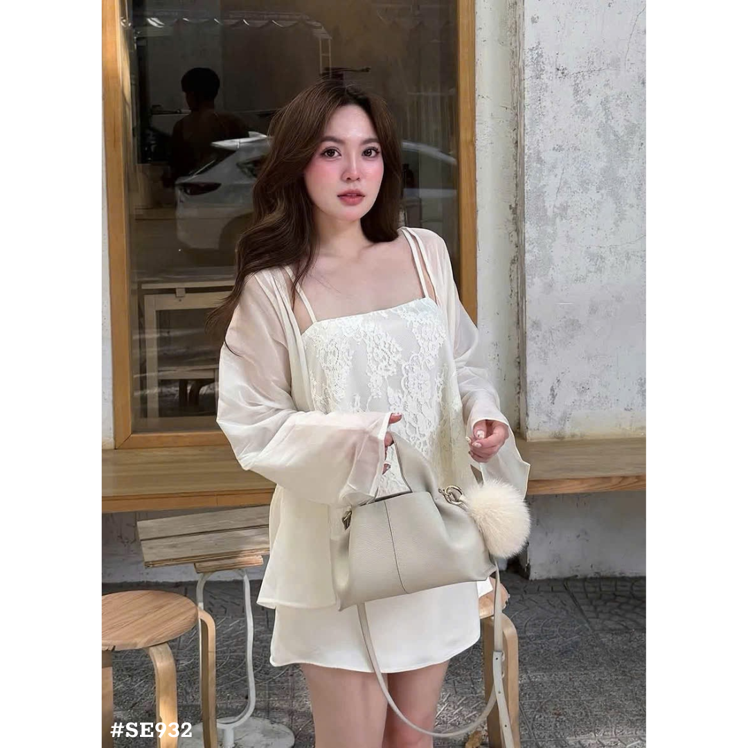 レディース レースキャミソール＋シフォンカーディガン＋ショートパンツ 3点セット フェミニン 韓国風