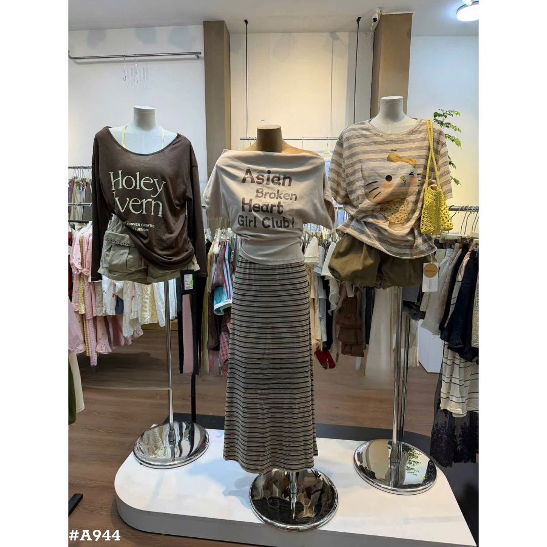 レディース シアー長袖トップス キャミソール付き オフショルダー ゆったり ロゴTシャツ 韓国風