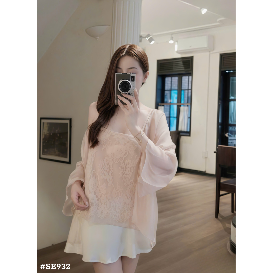 レディース レースキャミソール＋シフォンカーディガン＋ショートパンツ 3点セット フェミニン 韓国風