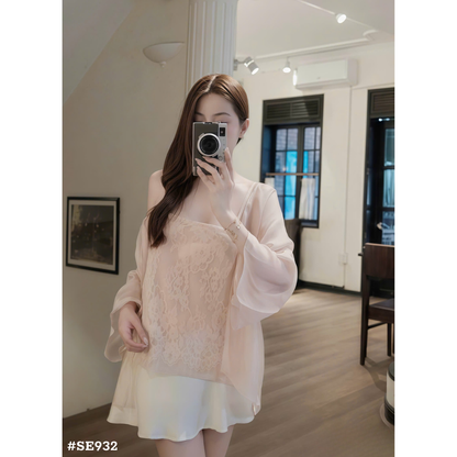レディース レースキャミソール＋シフォンカーディガン＋ショートパンツ 3点セット フェミニン 韓国風