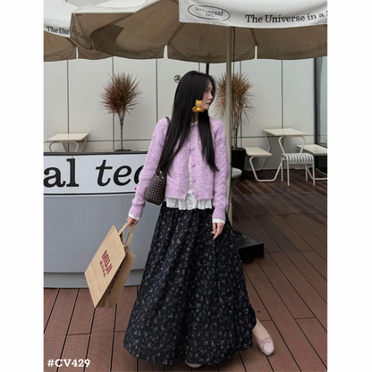 レディース 花柄ティアードロングスカート フレアスカート ウエストゴム 小花柄 韓国ファッション 春秋冬 大人可愛い