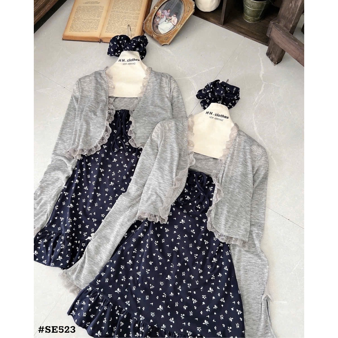 花柄キャミワンピース＆ボレロセット フェミニン ミニワンピース