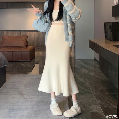レディース マーメイドスカート ロング丈 ハイウエスト 秋冬 ニットスカート きれいめ