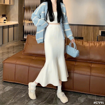 レディース マーメイドスカート ロング丈 ハイウエスト 秋冬 ニットスカート きれいめ