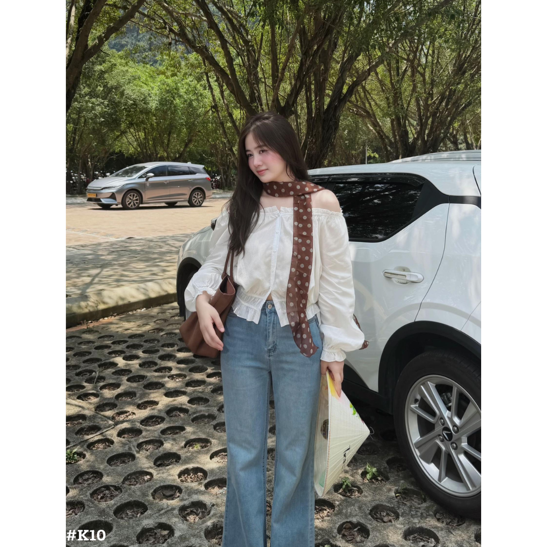 レディース ドット柄 ロングスカーフ リボンスカーフ 韓国風