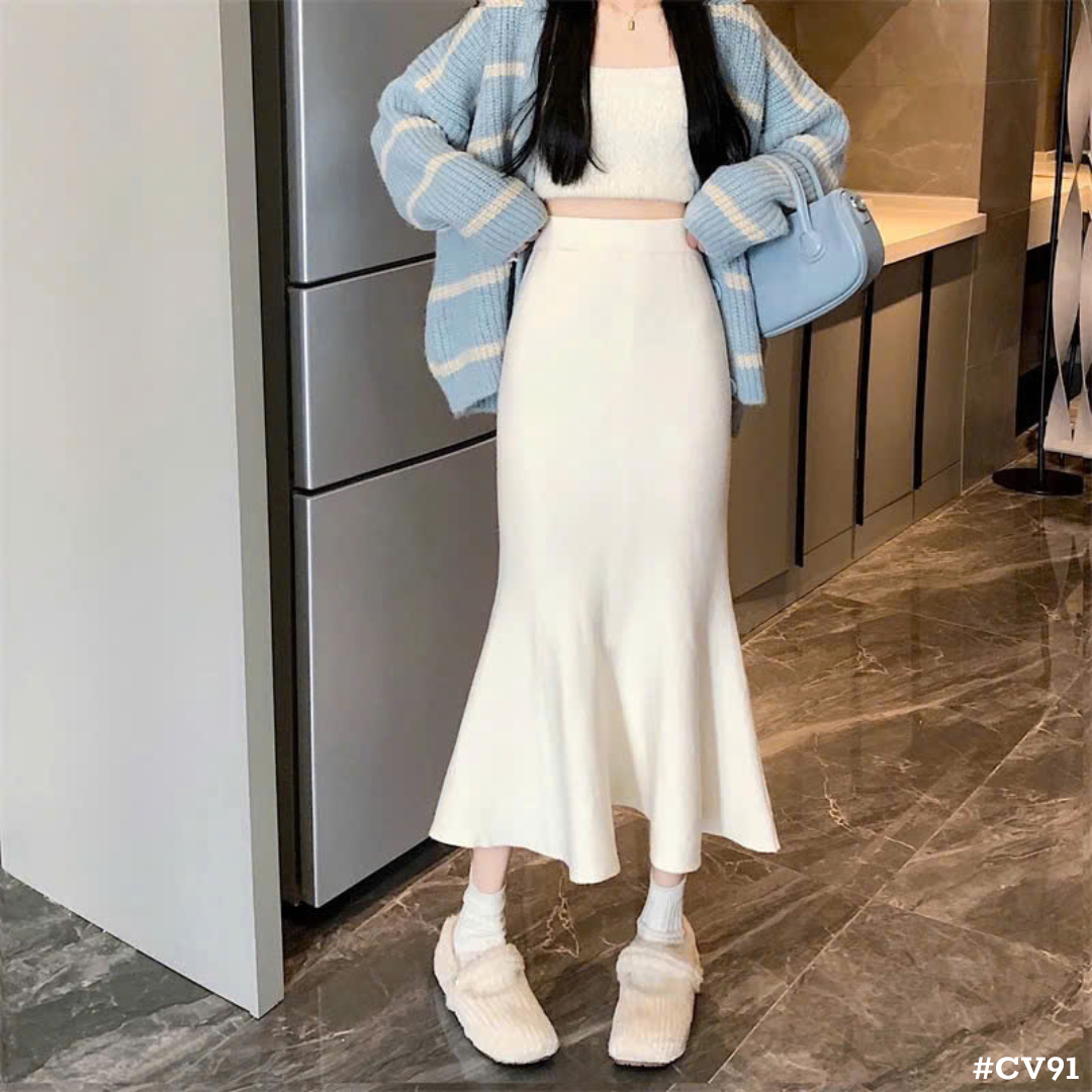 レディース マーメイドスカート ロング丈 ハイウエスト 秋冬 ニットスカート きれいめ