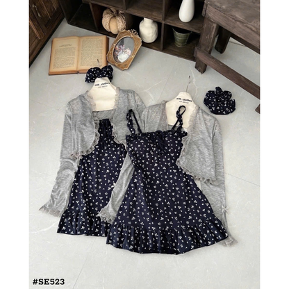 花柄キャミワンピース＆ボレロセット フェミニン ミニワンピース