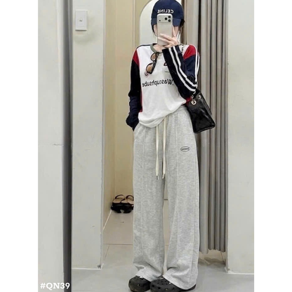 レディース スウェットパンツ ワイドパンツ ストレート 韓国風 カジュアル