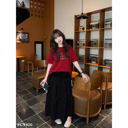 レディース ドット柄ティアードロングスカート 水玉 フレアスカート ウエストゴム 韓国ファッション 大人可愛い カジュアル
