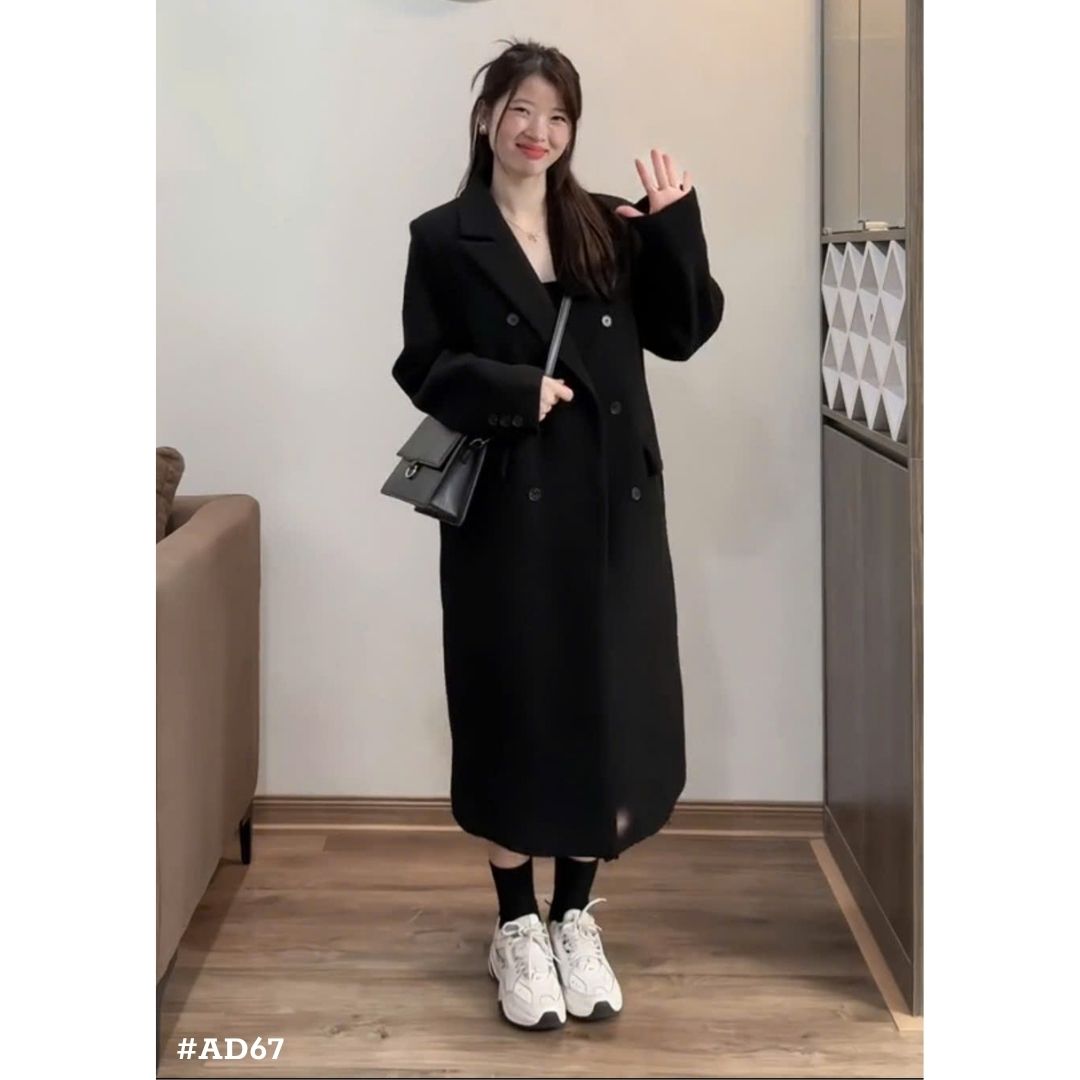 レディース ロングコート ダブルボタン 秋冬 アウター ゆったり きれいめ 韓国風