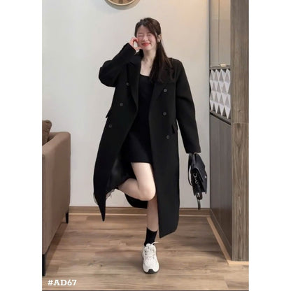 レディース ロングコート ダブルボタン 秋冬 アウター ゆったり きれいめ 韓国風