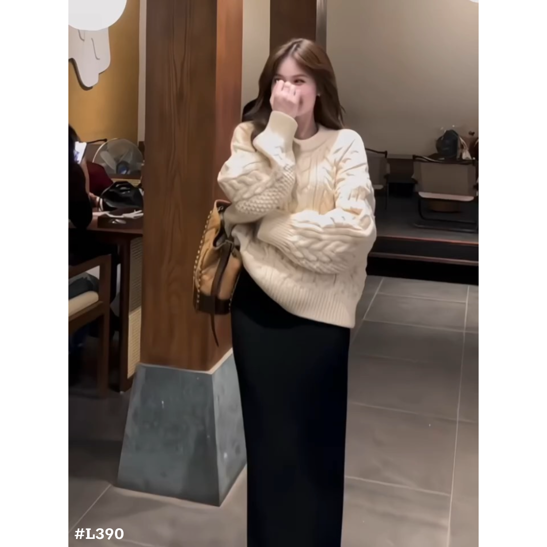 レディース ケーブル編み ニットセーター ゆったり 長袖