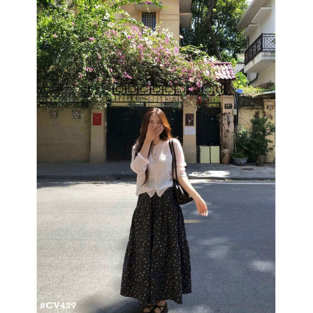 レディース 花柄ティアードロングスカート フレアスカート ウエストゴム 小花柄 韓国ファッション 春秋冬 大人可愛い