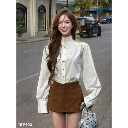 韓国風 レディース 2点セット ハイネックブラウス＋ミニスカート 上品 大人可愛い セットアップ