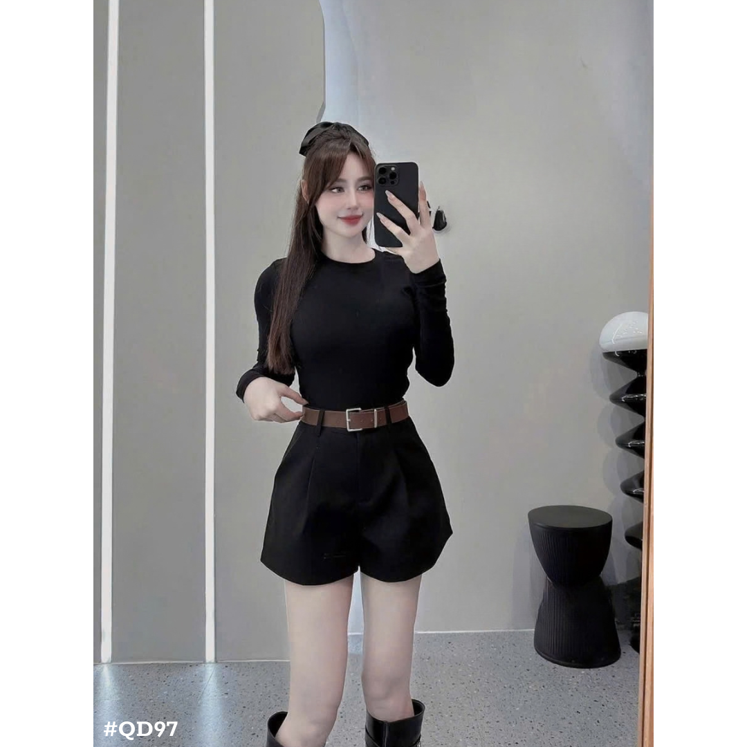 レディース ショートパンツ ベルト付き ハイウエスト タック入り キュロット 韓国ファッション 美脚 秋冬 カジュアル