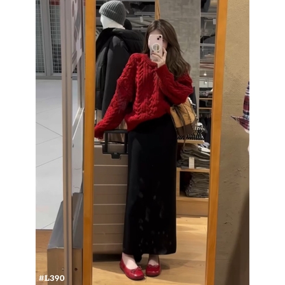 レディース ケーブル編み ニットセーター ゆったり 長袖