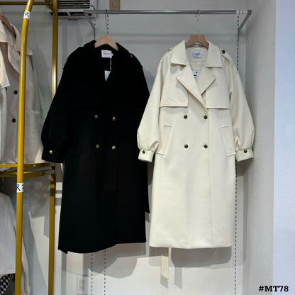 レディース ロングトレンチコート ベルト付き ダブルボタン きれいめ 春秋アウター
