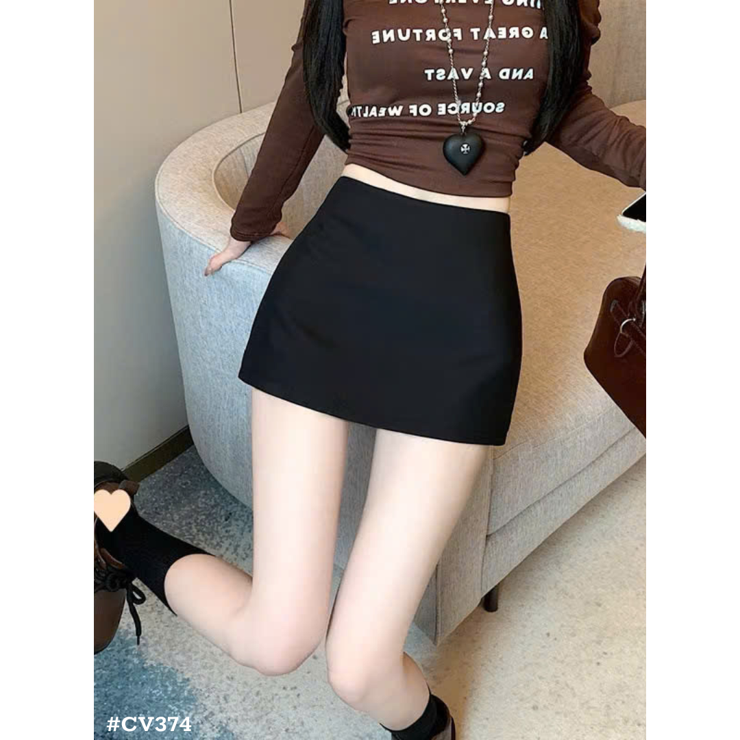 インナーパンツ付き ミニスカート ハイウエスト 美脚 シンプル