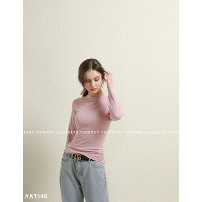 レディース 長袖 ハイネックTシャツ スリムフィット シンプル 秋冬 インナー 61102