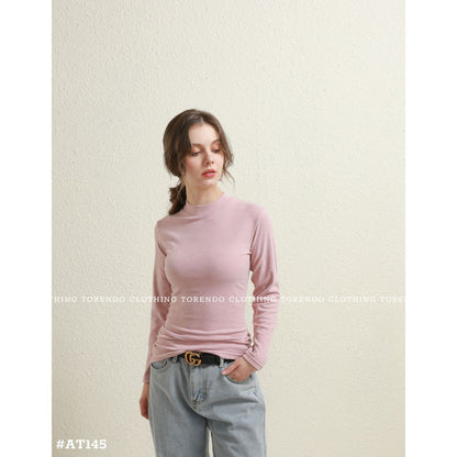 レディース 長袖 ハイネックTシャツ スリムフィット シンプル 秋冬 インナー 61102