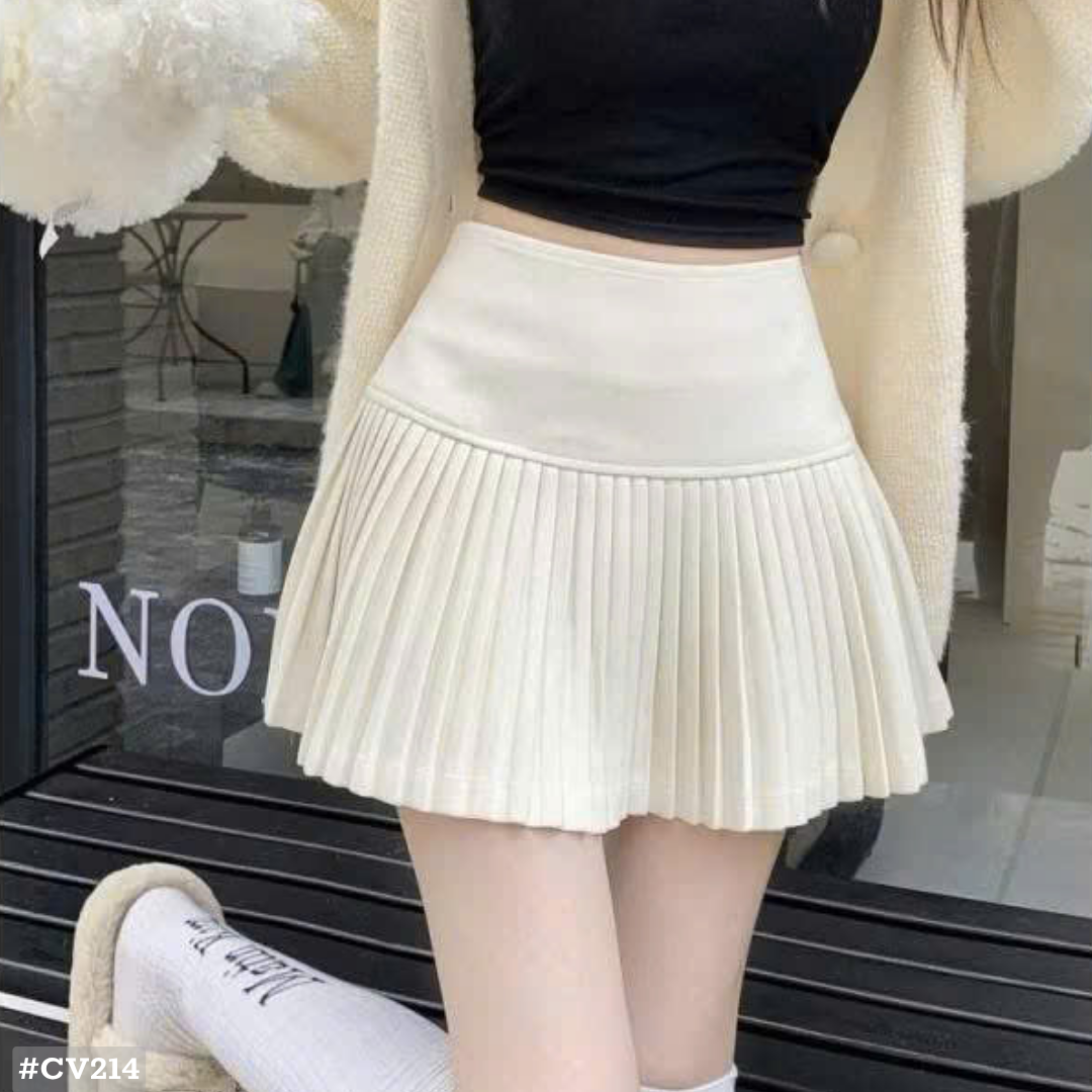 レディース プリーツミニスカート ハイウエスト 韓国風 Aライン