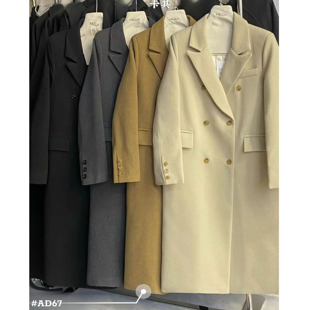 レディース ロングコート ダブルボタン 秋冬 アウター ゆったり きれいめ 韓国風