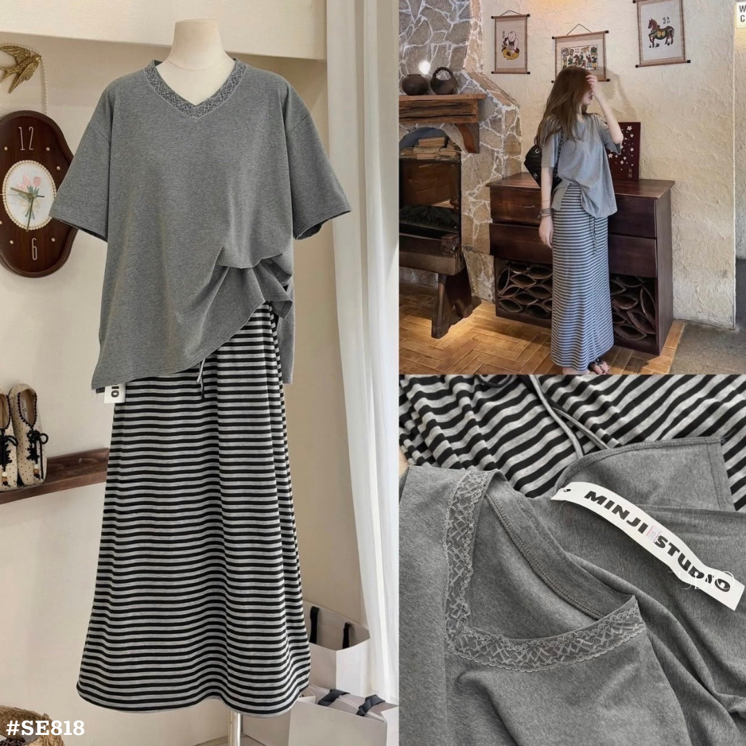 セットアップ レディース Tシャツ ボーダースカート 2点セット カジュアル 楽ちん
