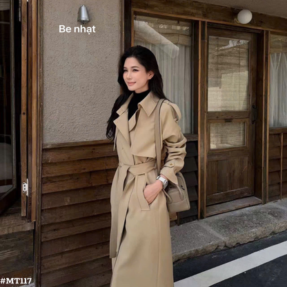 レディース ロングトレンチコート ベルト付き 韓国風 秋冬アウター