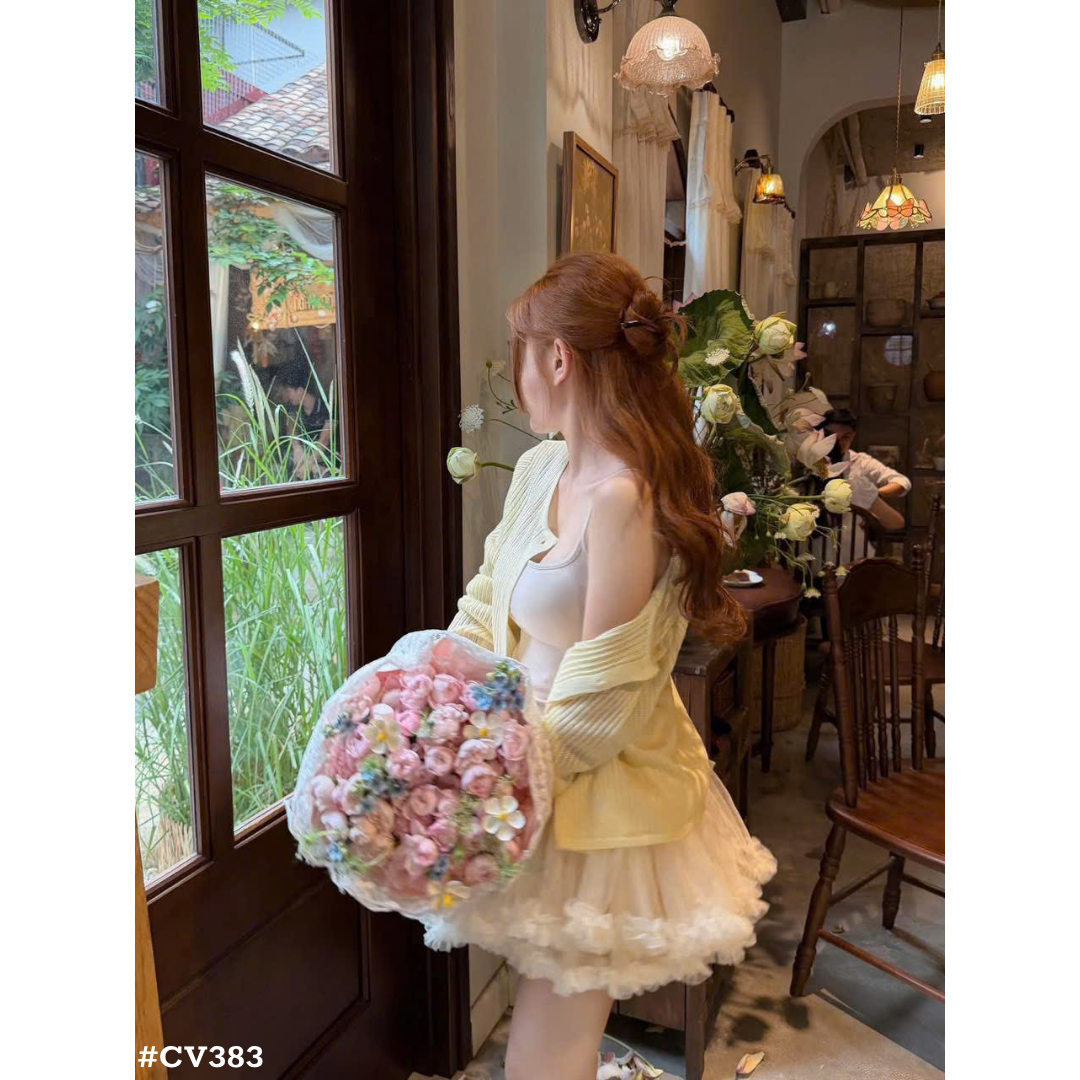 上品チュールミニスカート ボリュームフレア ハイウエスト ガーリー フェミニン