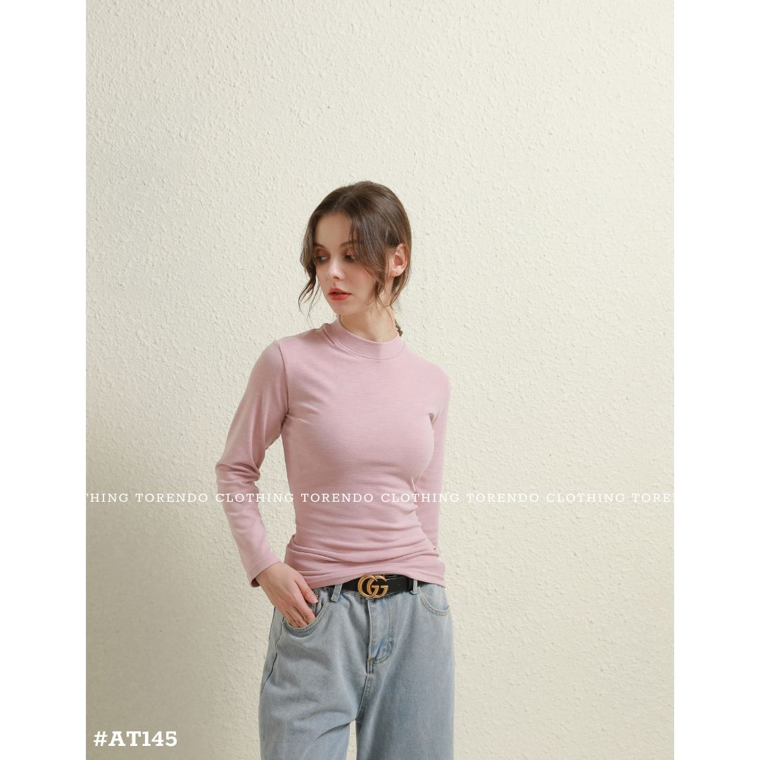 レディース 長袖 ハイネックTシャツ スリムフィット シンプル 秋冬 インナー 61102