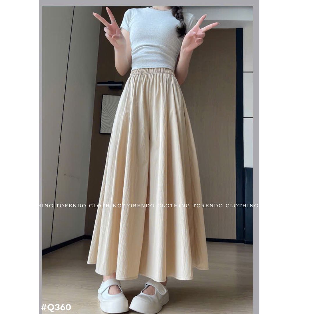 スカート風ワイドパンツ レディース ハイウエスト ロングパンツ 美脚 脚長見え 体型カバー ゆったり 涼感 夏 カジュアル